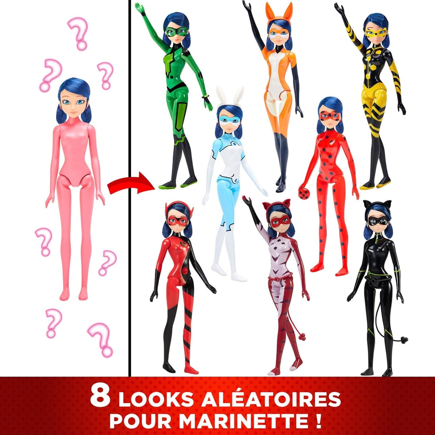 Bandai – Miraculous Ladybug – Puppe Marinette Farbwechsel-Überraschung – Miraculous-Gliederpuppe, 26 cm + 3 Überraschungen – zufälliges Modell – P50390 Puppen Naty Shop