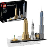LEGO Architecture New York City Set, Skyline-Modellbausatz mit World Trade Center und Freiheitsstatue, Kunsthandwerk für Erwachsene, Heim- und Bürodekoration, Geschenke für Frauen und Männer 21028 Bausets Besuchen Sie den LEGO-Store Single