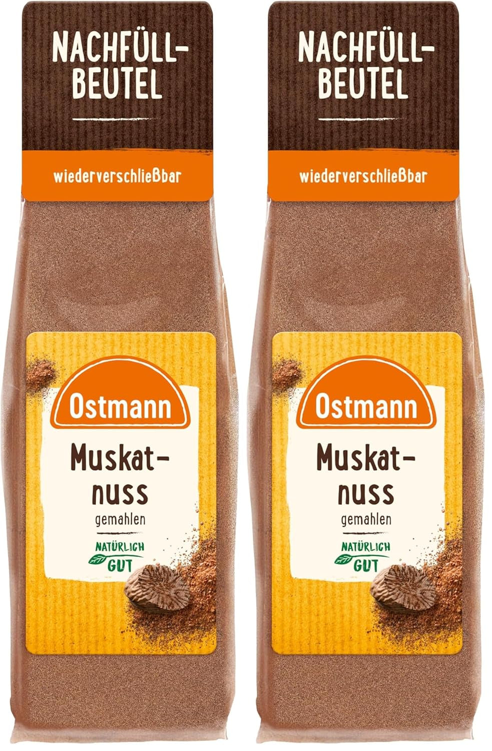 Ostmann Gewürze - Muskatnuss gemahlen | Ideal zum Würzen von Kartoffelgerichten. Zum Nachfüllen der Streudose | 50 g wiederverschließbarer Beutel