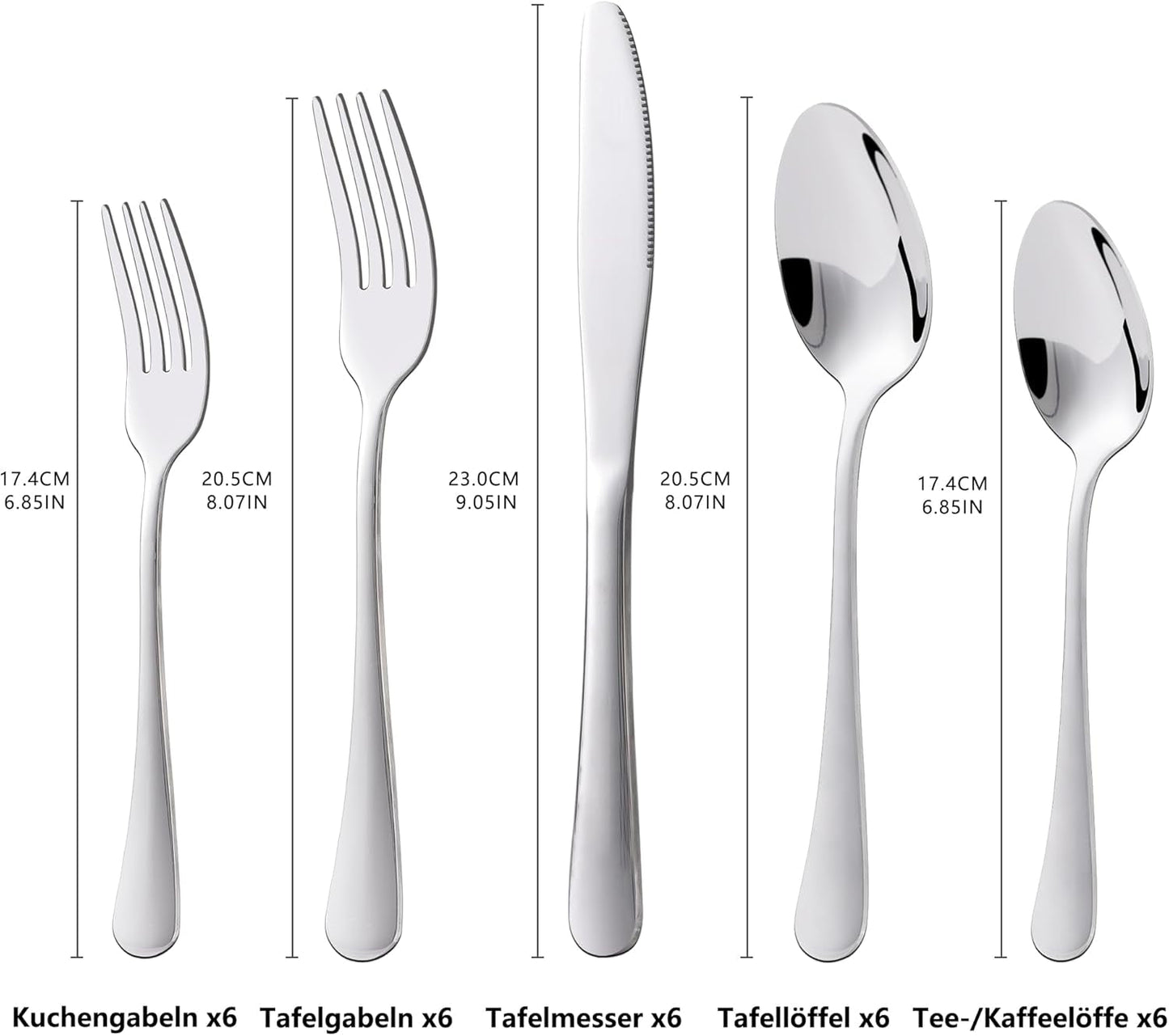 Kitchenboss Besteckset für 6 Personen: Besteckset 20 oder 30 Teile Kitchen Naty Shop