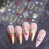 Cartoon-Schneeflocken-Nagelaufkleber, Weihnachts-Nagelaufkleber, selbstklebend, Weihnachts-Nageldesigns, Nagelkunst, Hirsch, Schneeflocken, Weihnachts-Nagelaufkleber, Winter-Nagelzubehör