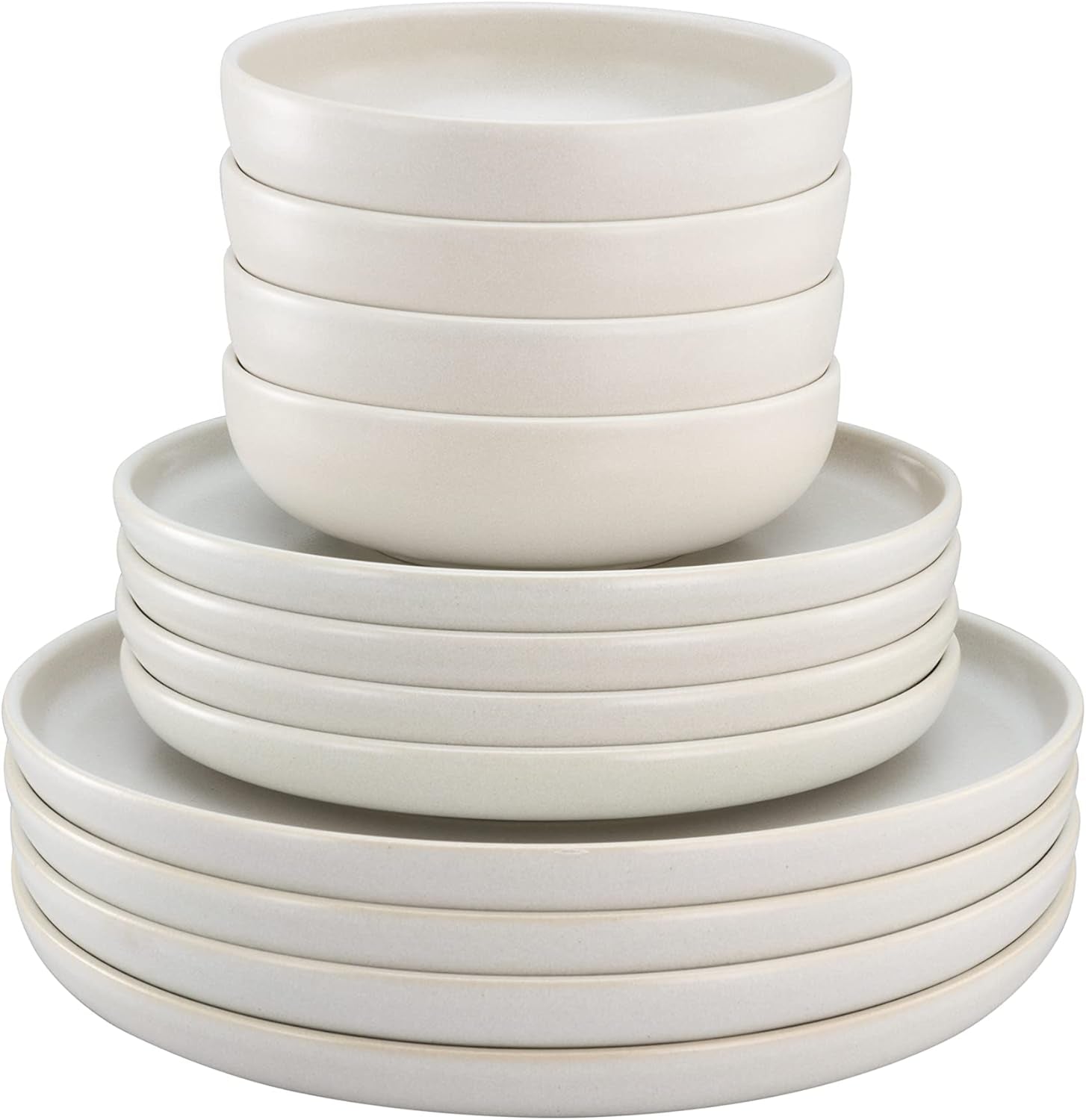 CreaTable, 33065, Uno-Serie, Gelb-Weiß, 12-teiliges Geschirrset, Tellerset aus Porzellan, spülmaschinen- und mikrowellengeeignet, hergestellt in Portugal