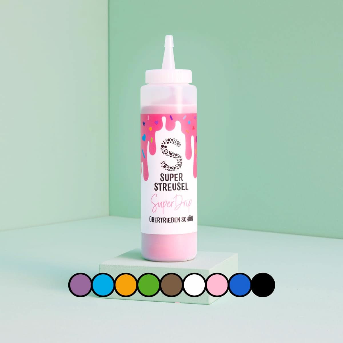 Super Drip Black Cake Glaze Cake Melts Schokolade 300 Gramm Glasuren und Dekor Naty Shop Pink