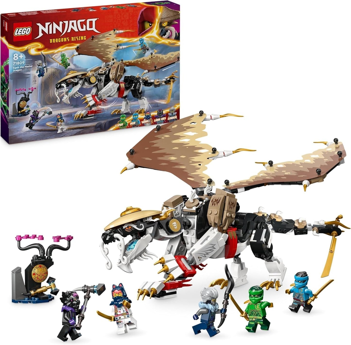 LEGO NINJAGO Egalt Drachenmeister Ninja-Set mit Drachenspielzeug und 5 Figuren inklusive Lloyd und NYA, Drachenmeister, Geschenk für Jungen und Mädchen ab 8 Jahren 71809 Bausets Beuche den LEGO-Store Single