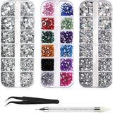 4600 Stück Strasssteine ​​​​Für Nägel, Nagel Glitzersteine ​​​​3 Verschiedene Stil Flache Nagel Gems Nägel Steine ​​​​Kleine Nagel Steinchen Mit Pinzette Und Strass Picker Dotting Pen Für Nägel/Kleidung/Handwerk