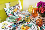 Excelsa Tropical Chic Teller-Set, 18 Stück, Porzellan, mehrfarbig