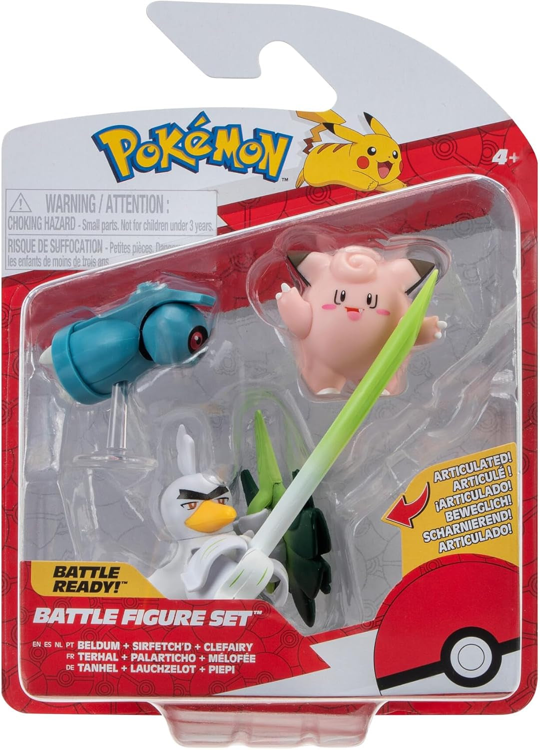 Pokémon PKW3057 Kampffiguren-Set – Piepi, Tanhel, Lauchzelot. Actionfiguren Naty Shop Piepi, Tanhel, Lauchzelot