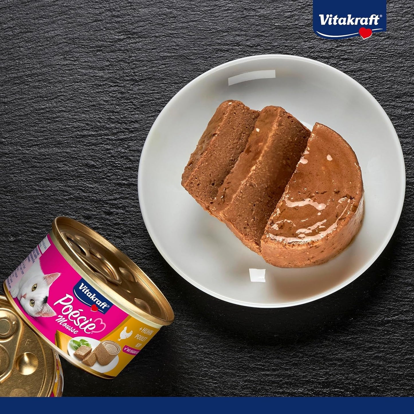 Vitakraft Poésie Mousse, Nassfutter für Katzen, luftiger Schaum, mit Huhn, ohne Zucker- oder Getreidezusatz (12 x 85g)
