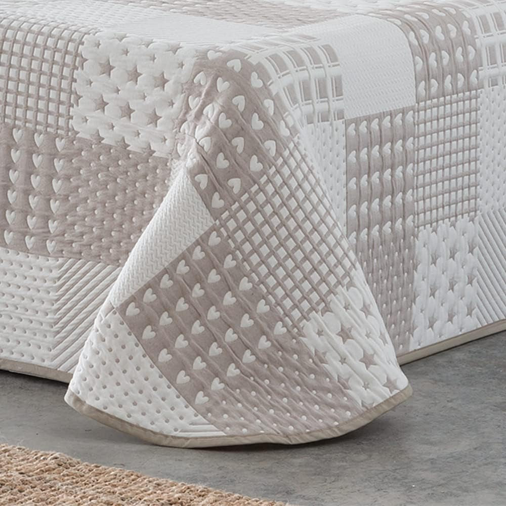 VIALMAN Colcha Bouti Ligera Tagesdecke Sofia 21, Polyester-Baumwolle, Beige, Cama 150: 250 x 270 cm Betten und Decken Besuchen Sie den VIALMAN-Store