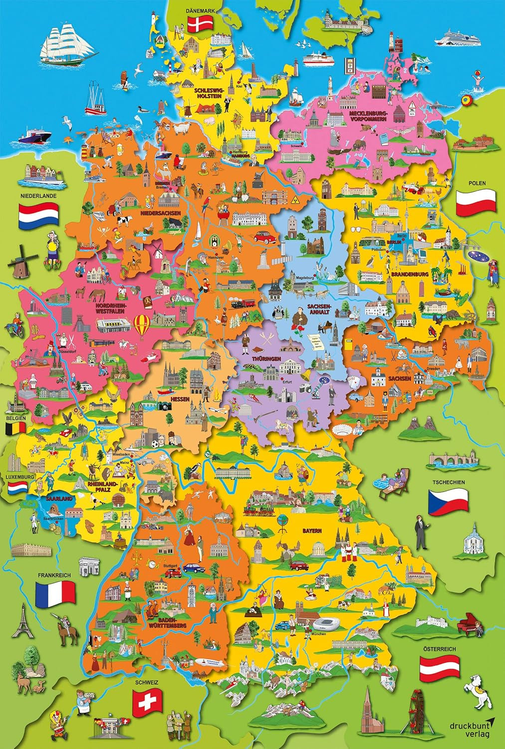 Deutschlandkarte mit Bildern (Puzzle für Kinder) Puzzle Naty Shop