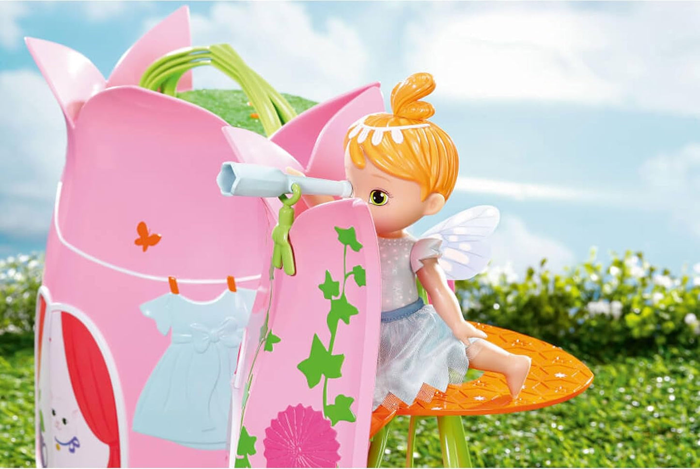 BABY Born Storybook Cottage, faltbares Puppenhaus für 18-cm-Puppen mit Tisch, Kamin, Chaiselongue und Teleskop, Rosagrün, 833803 Zapf Creation Puppenhäuser Naty Shop