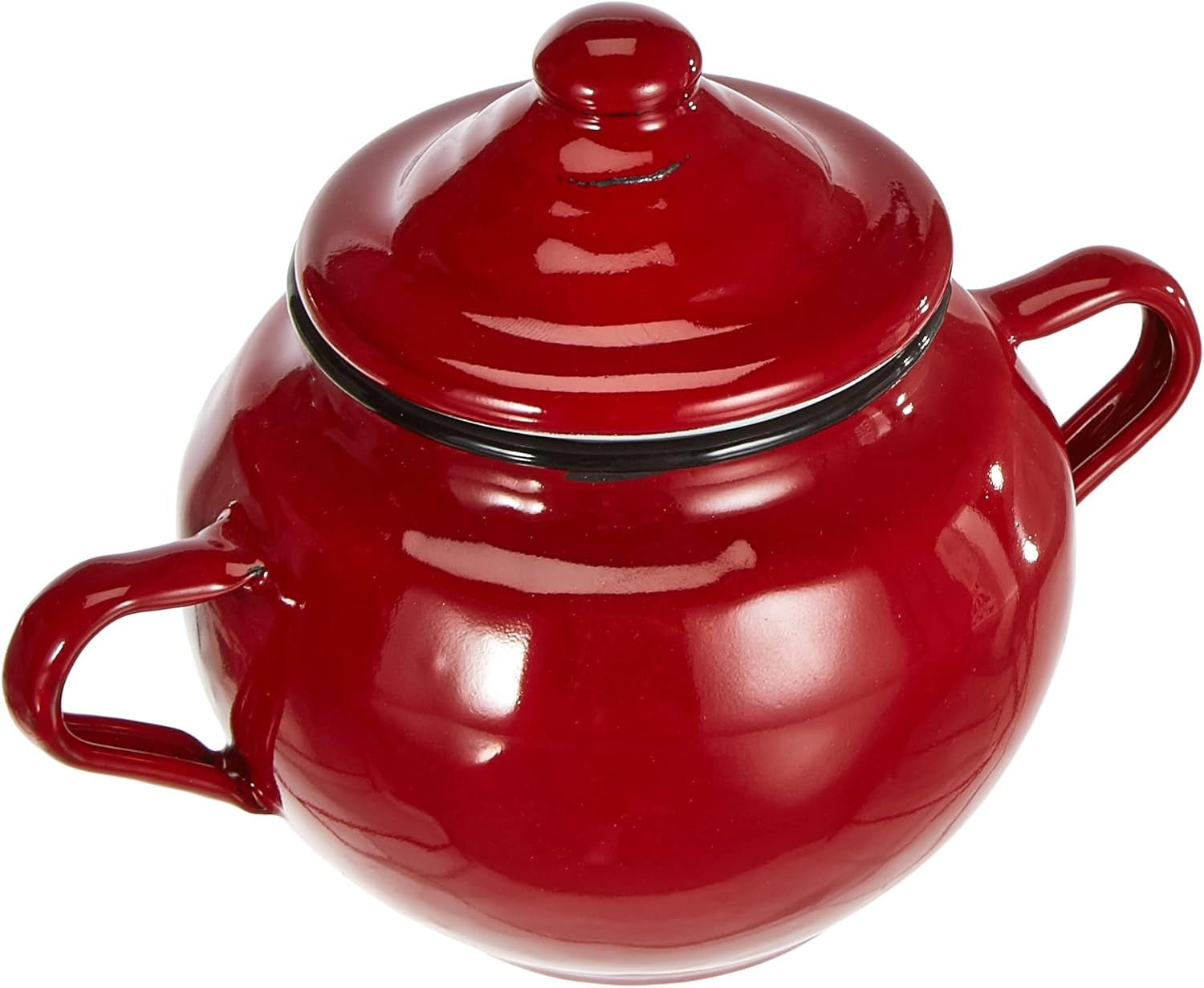 Roja-Glas mit Deckel, 0,5 l, rot emaillierter Stahl, 10 x 10 x 20 cm, 2 Stück