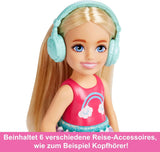 Barbie Chelsea Puppe & Zubehör 6-teiliges Welpen-Reiseset inklusive Hundekäfig HJY17