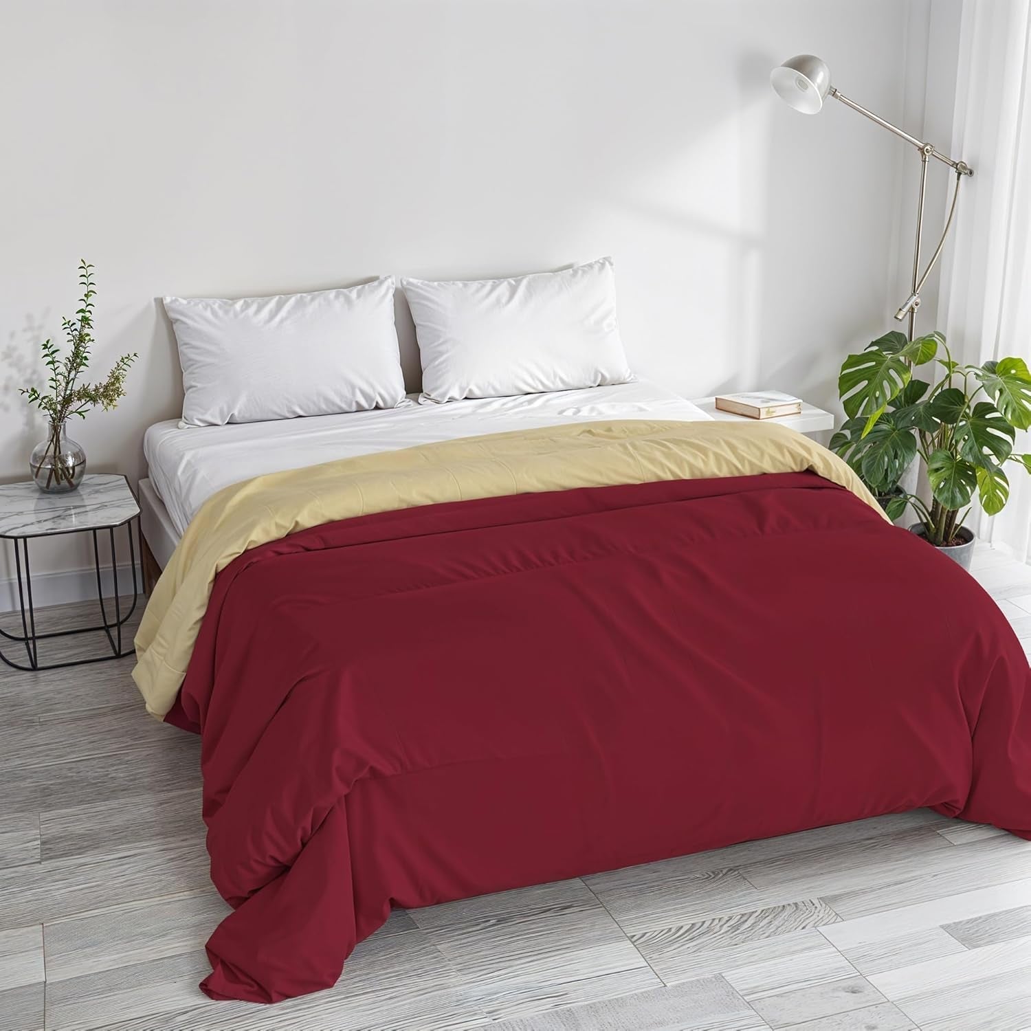 Einfache Winterdecke, schlicht und gefüttert, dunkelgrün/creme, 200 x 245 cm. Naty Shop Steppdecken und Steppdecken Bordeaux/creme 250 x 245 cm