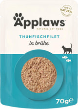 Applaws 100 % natürliches Nassfutter für Katzen, Thunfischfilets in Brühe – Packung mit 12 70-g-Beuteln