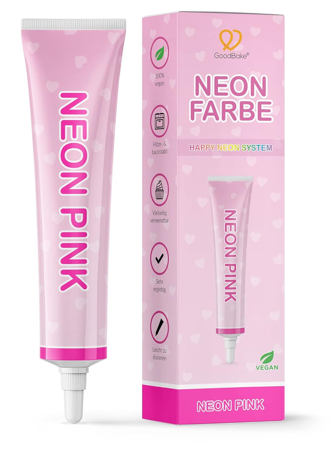 Goodbake Neonlebensmittelfarben 6 Farben Set – Intensive Lebensmittelfarbe – Lebensmittelfarbpaste – Zum Einfärben von Torten, Fondant, Buttercreme Uvm. – 100 % veganes Naty Shop Neon Pink