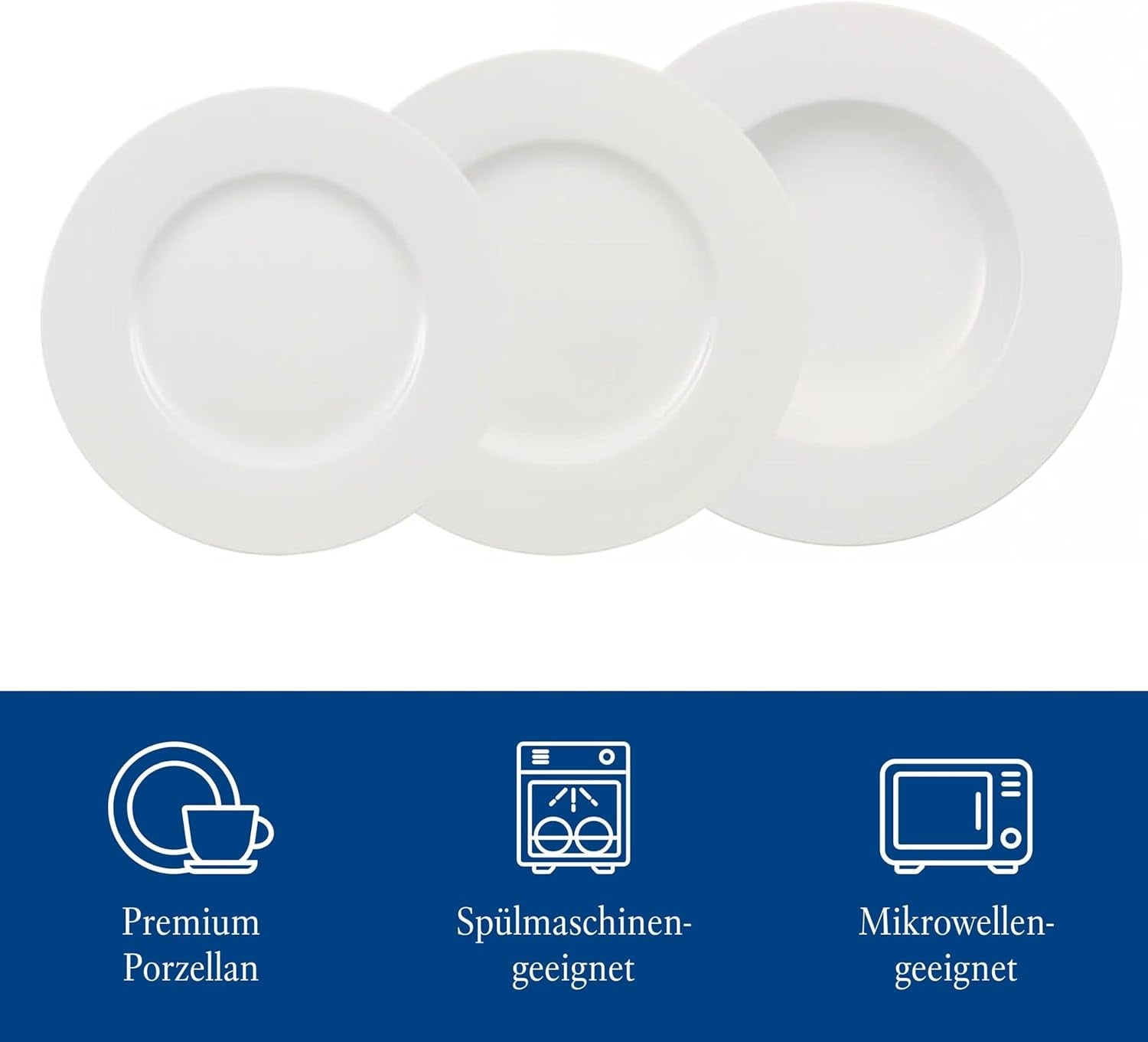 Villeroy & Boch Wonderful World 12-teiliges Geschirrset, spülmaschinen- und mikrowellengeeignet, weiß, Teller, Geschirr, Porzellan, Speiseteller, Set, modernes Geschirrset, Premium-Porzellan