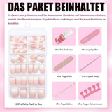 120 Stück nackte rosa künstliche Nägel mit Nagelkleber – 12 Größen kurze, ovale, quadratische Nägel zum Aufdrücken – schöne Nägel, zum Aufkleben auf künstliche Nägel – geeignet für DIY-Nageldesign für Frauen (Squaval Pink Gradient)