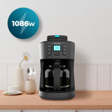 Cecotec Coffee 66 Grind & Drop Essential Filterkaffeemaschine. 1086 W, Messermühle, bis zu 12 Tassen, Extreme Aroma-Technologie, digital, Edelstahl, automatische Abschaltung.