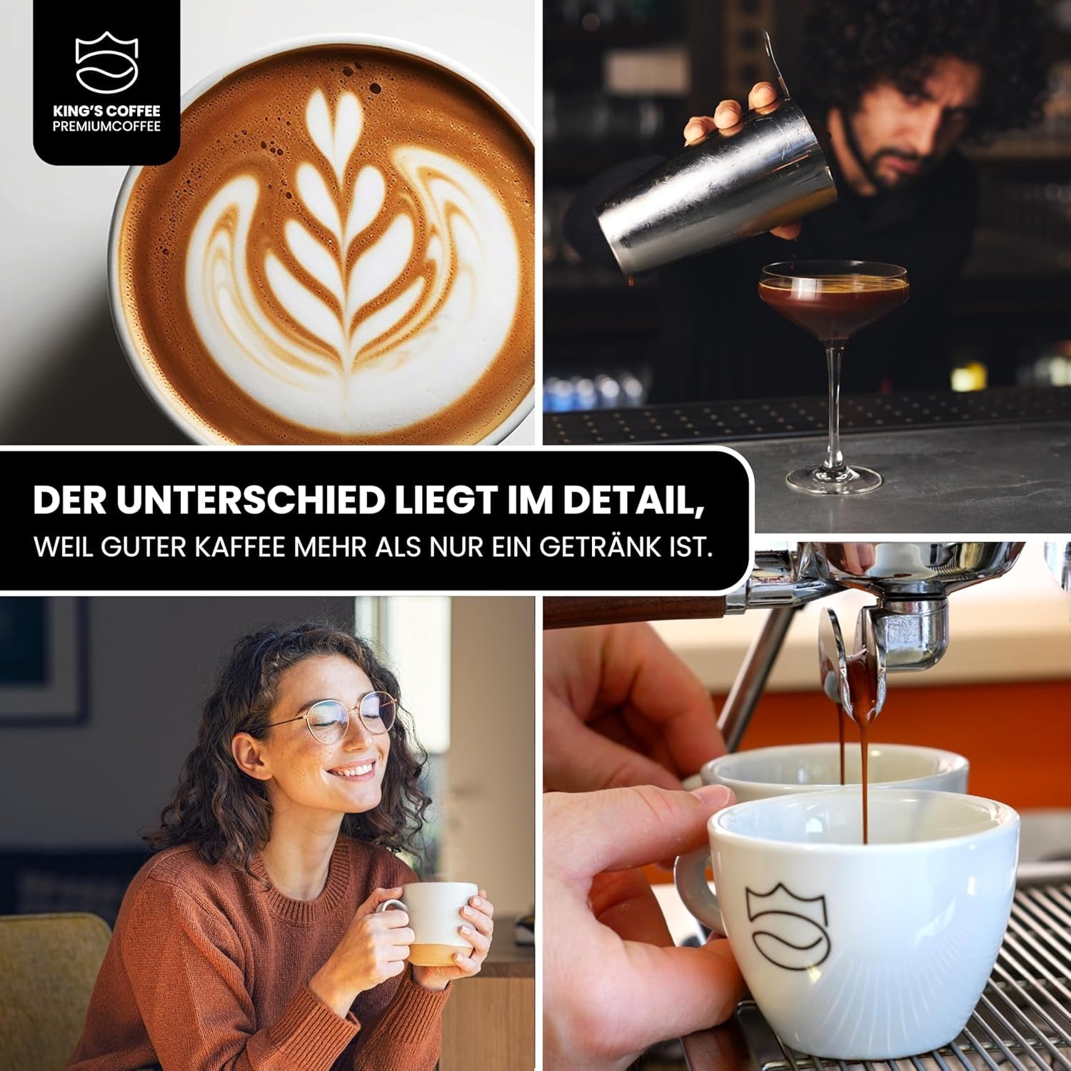KING'S COFFEE - EXTREME ROAST - Espresso Intenso Bohnen - sehr geringer Säuregehalt - Kleinserienröstung aus Italien - Kaffeebohnen für Vollautomaten und Siebträgermaschinen - 1 kg