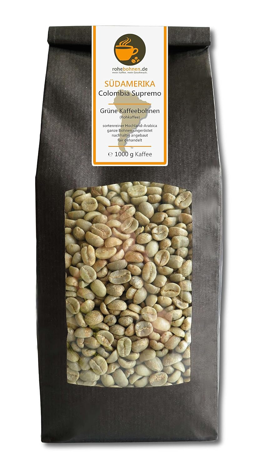Rohkaffee – Green Highland Coffee Colombia Supreme (grüne Kaffeebohnen 1000 g) – GMP-zertifiziert
