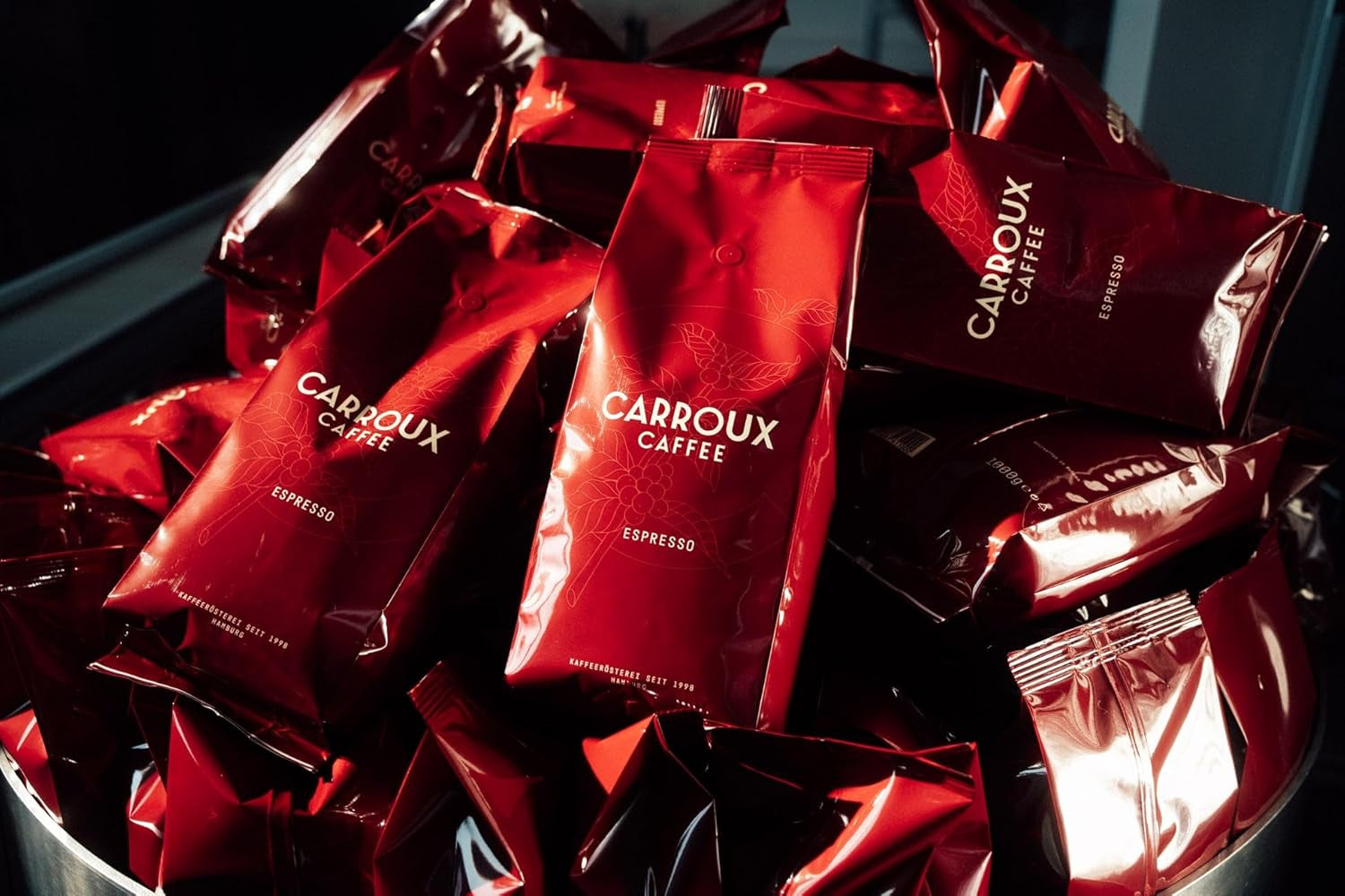 CARROUX Espresso, Bohnen ganze (6x 500 g). Für Siebträger u. Kaffee-Vollautomaten. Frisch geröstete Kaffeebohnen der Privat-Rösterei aus Hamburg
