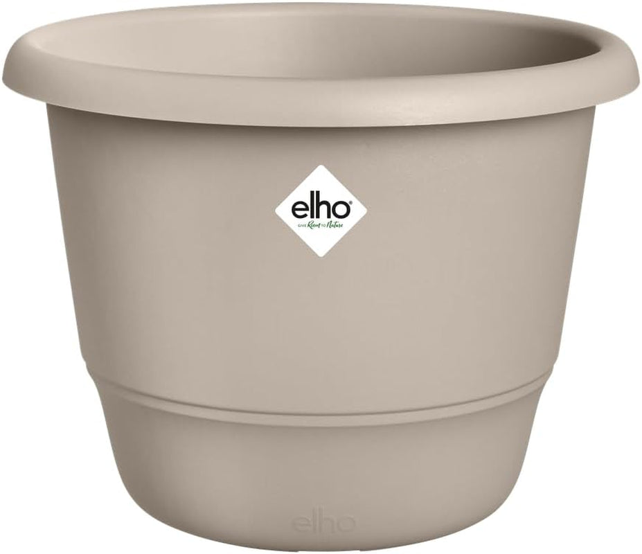 elho Amiga Round 30 – Blumentopf für drinnen und draußen – 100 % recycelter Kunststoff – Ø 29,5 x H 20,2 cm – Beige/Pilzbeige