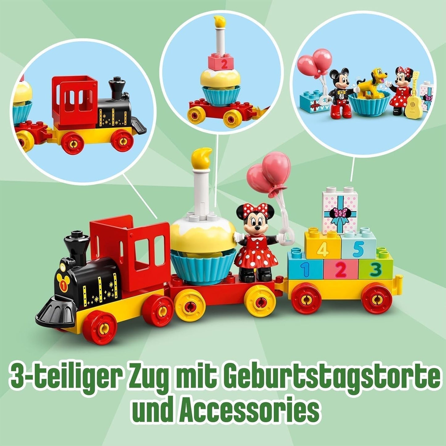 LEGO 10941 DUPLO Disney Mickey und Minnie Geburtstagszug, Spielzeugzug mit Kuchen und Luftballons, Geschenk für Kinder ab 2 Jahren. Bausets Besuchen Sie den LEGO-Store
