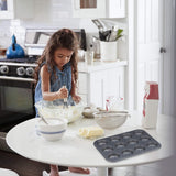 Relaxdays Muffinform, 2Er Set, 12Er Muffinbleche, Antihaftbeschichte, Carbonstahl, Muffins & Cupcakes, Ø 6,5 cm, Weizen, 10030825 Formen und Bleche zum Backen Naty Shop