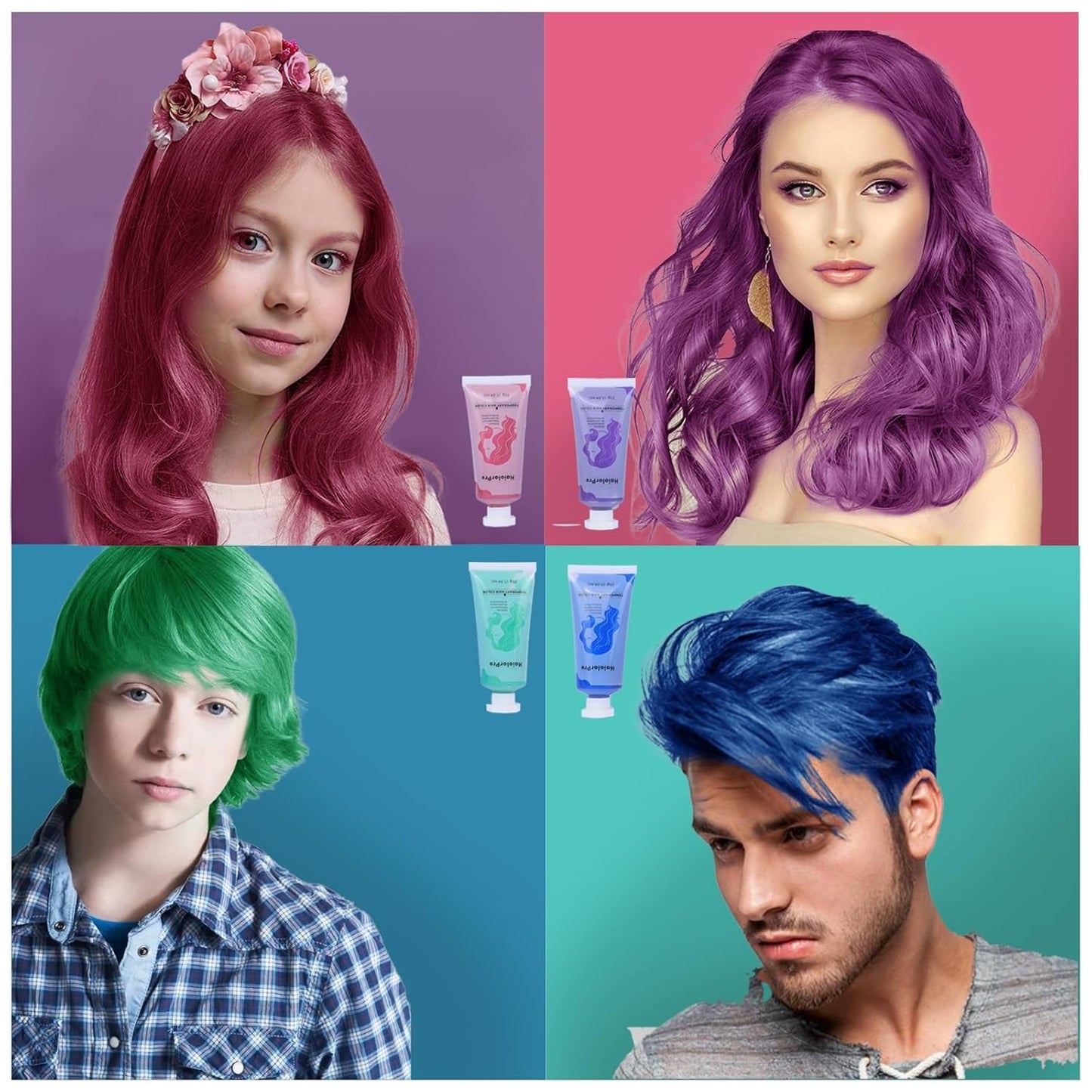 COLAYERIST Haarkreide 4 Farben Erwachsene Mädchen Haarkreide Kinder Temporäres Haarfärbeset Kinder Waschbar Ungiftige Haarkreide Mädchen Geschenke 6 7 8 9 10 11 12 13 Jahre alt Haarfärbemittel Naty Shop
