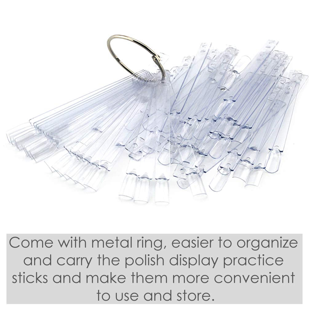 150 Stück Nail Art Tips Ring Stick, Transparente Farbe Karte Platten Nagelleck Display Ring Sticks, Nagel Salon Übungen Display Nail Tips