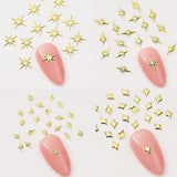 120 Stück gold-silberne Stern-Nagel-Charms, Stern-Y2K-Nägel, Metall-Stern-Nagel-Charms, verschiedene Größen, Nagelschrauben, Stern-Nageldesign, Nagelkunst, 3D-Stern-Charms, Nageldekoration, Nagel-Charms, Nagel-Zubehör