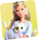 Simba Steffi Love Baby Cats, Spielpuppe im modischen Kleid mit schwangerer Katze und zwei süßen Katzenbabys, Zubehör, 29cm, ab 3 Jahre