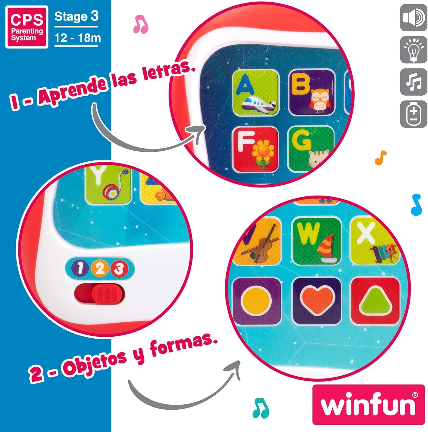 winfun ColorBaby 44256 Lerntablett mit Licht und Sound, Babyspielzeug, Naty Shop