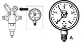 Hornmanometer mit 1/4-Zoll-Bodenanschluss – Schwarz – Geeignet für Rückspülfilter mit Druckminderer – Kunststoff – Selbstdichtend mit PTFE-O-Ring/Manometer/Druckluft/Manometer/DMMU14