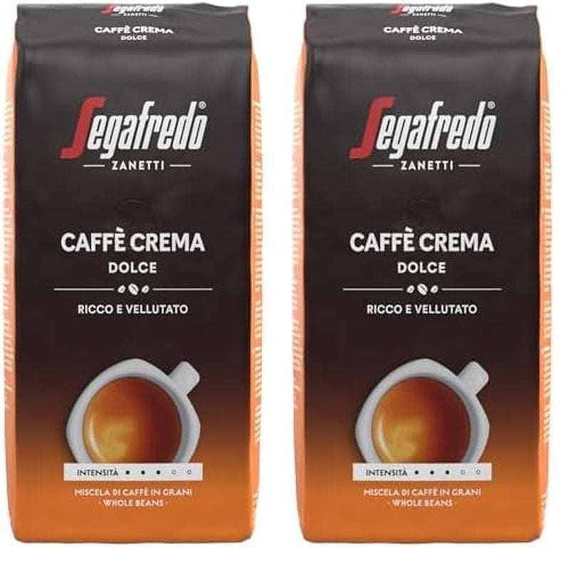 Segafredo Zanetti Caffè Crema Dolce – Ganze Bohnen (1-kg-Packung) – Geeignet für Caffè Crema – Leicht bis mittel geröstete Kaffeebohnen mit mildem und ausgewogenem Geschmack (2er-Pack)