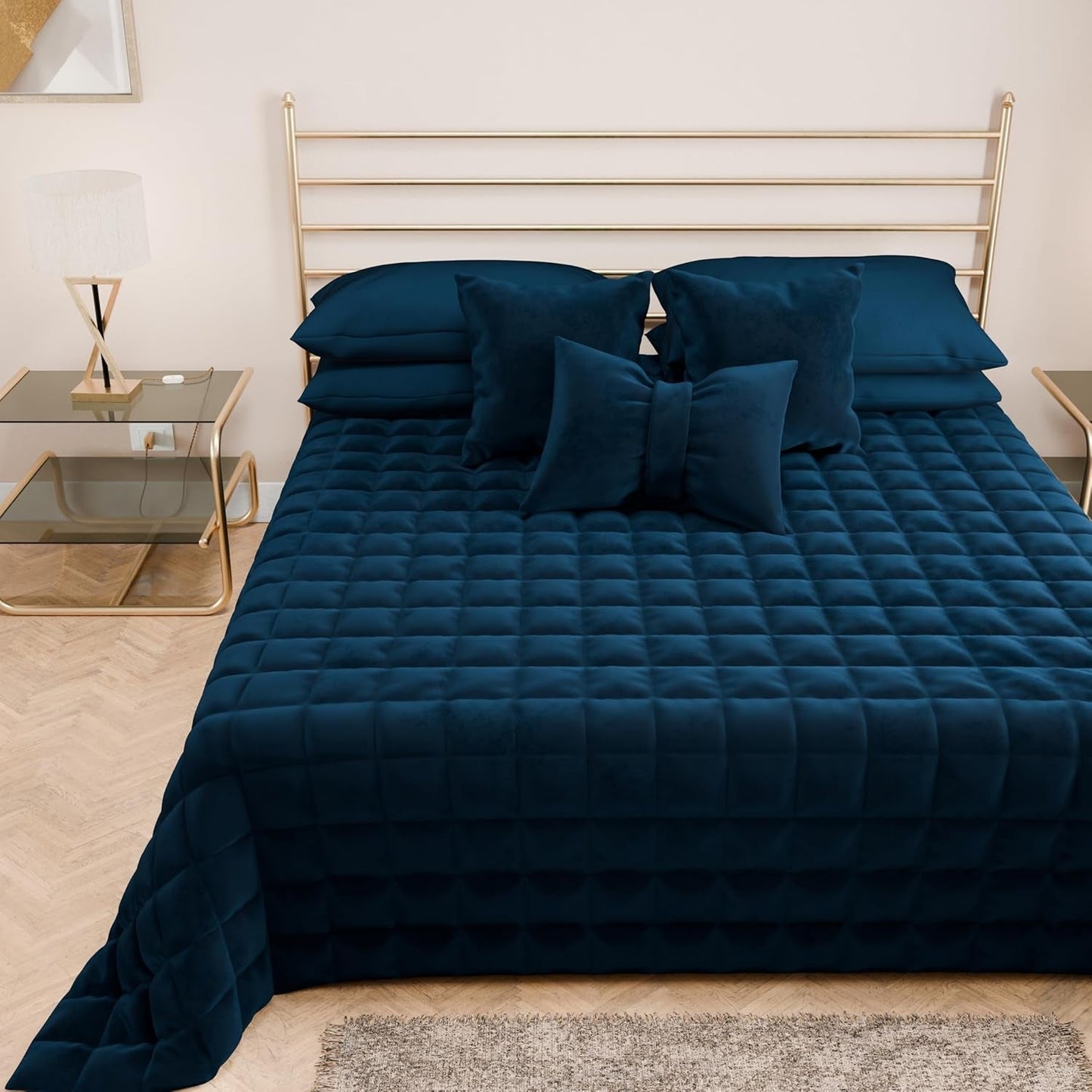 PETTI Artigiani Italiani – Einzelbettbezug, doppelseitige Bettdecke, Federbettdecke, Mitternachtsblau, Weiß, 100 % Made in Italy. Bettdecken und Steppdecken Naty Shop Blue Una Piazza E Mezza