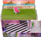 Olivia's Little World Big Dreamland Sunset Zeitgenössisches interaktives Holzpuppenhaus für Kinder, 3 Etagen mit 16 Puppenmöbelzubehör, Multi TD-13616A Puppenhäuser Naty Shop