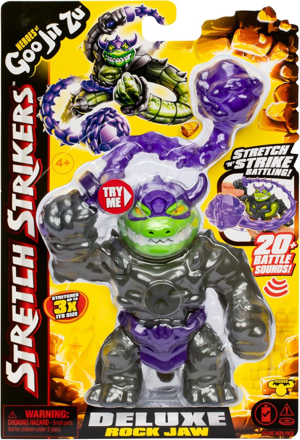 Heroes of Goo Jit Zu Stretch Strikers Deluxe Hero Pack Rock Jaw Dehnbare Actionfigur mit über 20 coolen Kampfausrüstungs-Actionfiguren Naty Shop