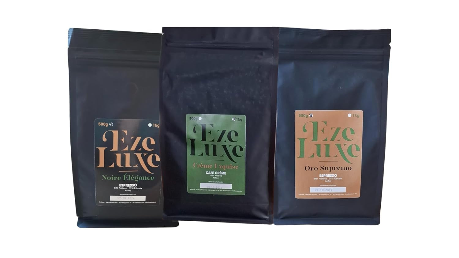 Kaffee Espresso Noire Elegance 500g – 50 % Arabica und 50 % Robusta aus Brasilien und Indien – mittlere Röstung, kräftig und cremig mit dunkler Schokolade – Intensität 8 – inkl. kostenlose Espressomaschine