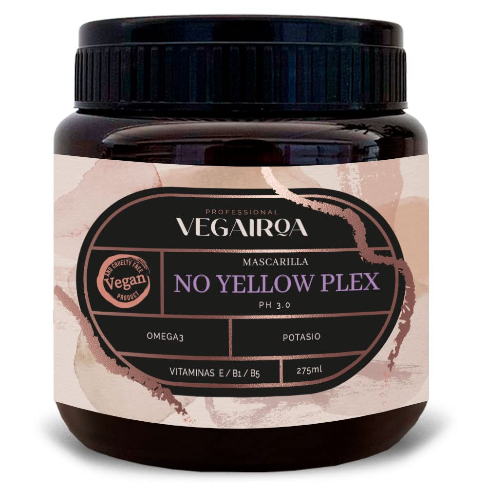 VEGAIROA – No Yellow Plex Mask – Neutralisierende Maske für Gelb- und Orangetöne – Feuchtigkeitsspendende Pflege – Lila Pigment – Professionelles veganes Haarprodukt – 275 g Naty Shop Haarmaske Standardtitel