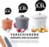 Römertopf Knoblauchtopf Frischetopf aus Naturton für eine lange Haltbarkeit von Lebensmitteln wie Knoblauch Ø 12,5 cm weiß Frischhaltedosen Naty Shop