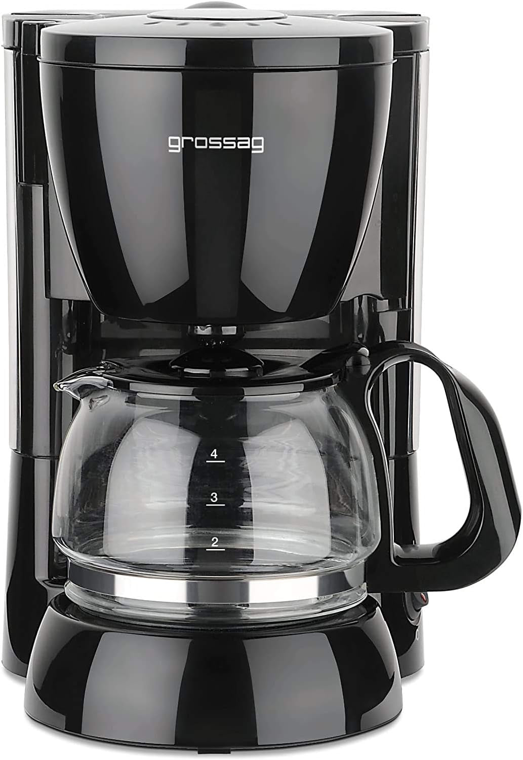 Grobfilterkaffeemaschine mit Glaskaraffe KA 12.17 | 0,6 Liter für 4 Tassen Kaffee | 600 Watt | Schwarz – Edelstahl