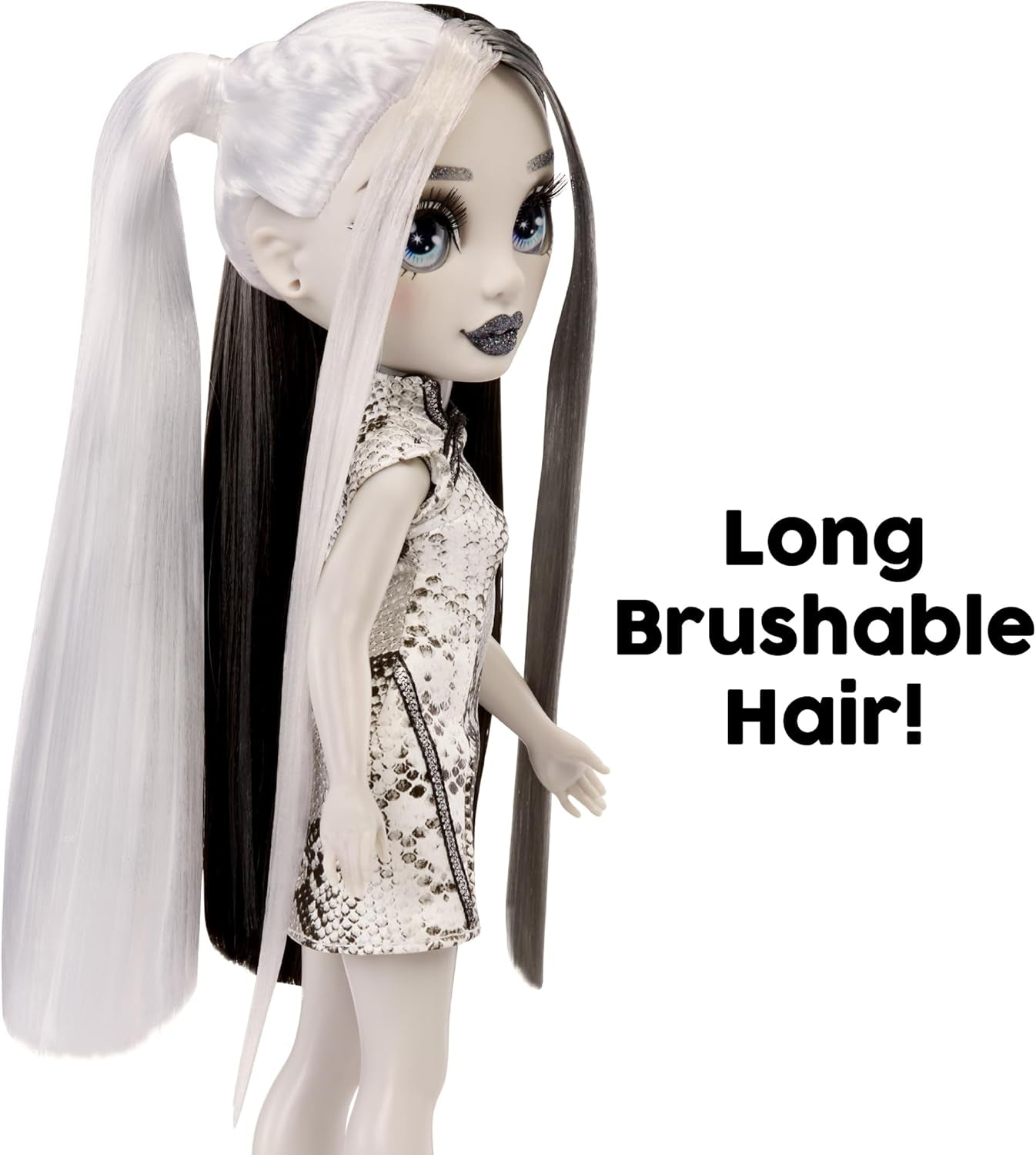 Rainbow High Shadow High Heather Grayson Puppe – 28 cm in Grautönen, schwarz-weißes Haar und Outfit, stilvolle Tasche, süßes Geschenk für Kinder von 4–10 Jahren