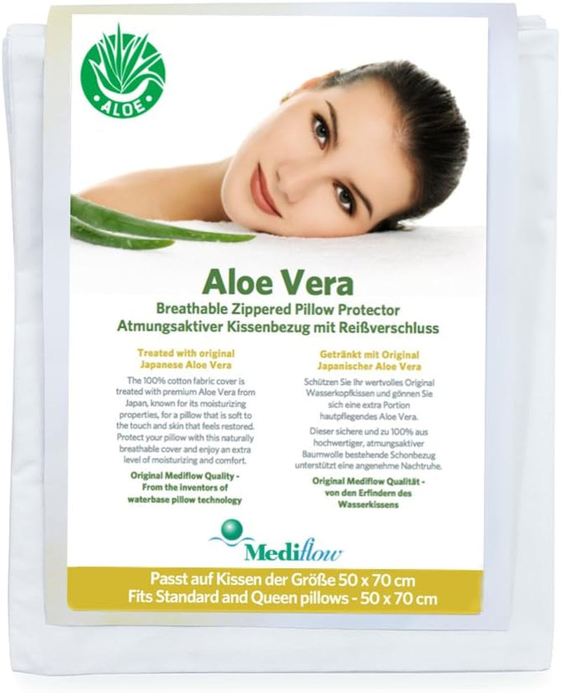 Mediflow Aloe Vera Kissenbezug, Kissenschutz, Baumwolle, weiß, 40 x 80 cm Naty Shop Standardkissen 50 x 70 cm
