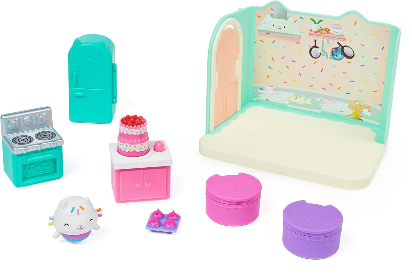 Gabby's Dollhouse Deluxe-Zimmer, Katzenzimmer, Möbel und 2 Überraschungsboxen mit thematischem Zubehör, geeignet für Kinder ab 3 Jahren