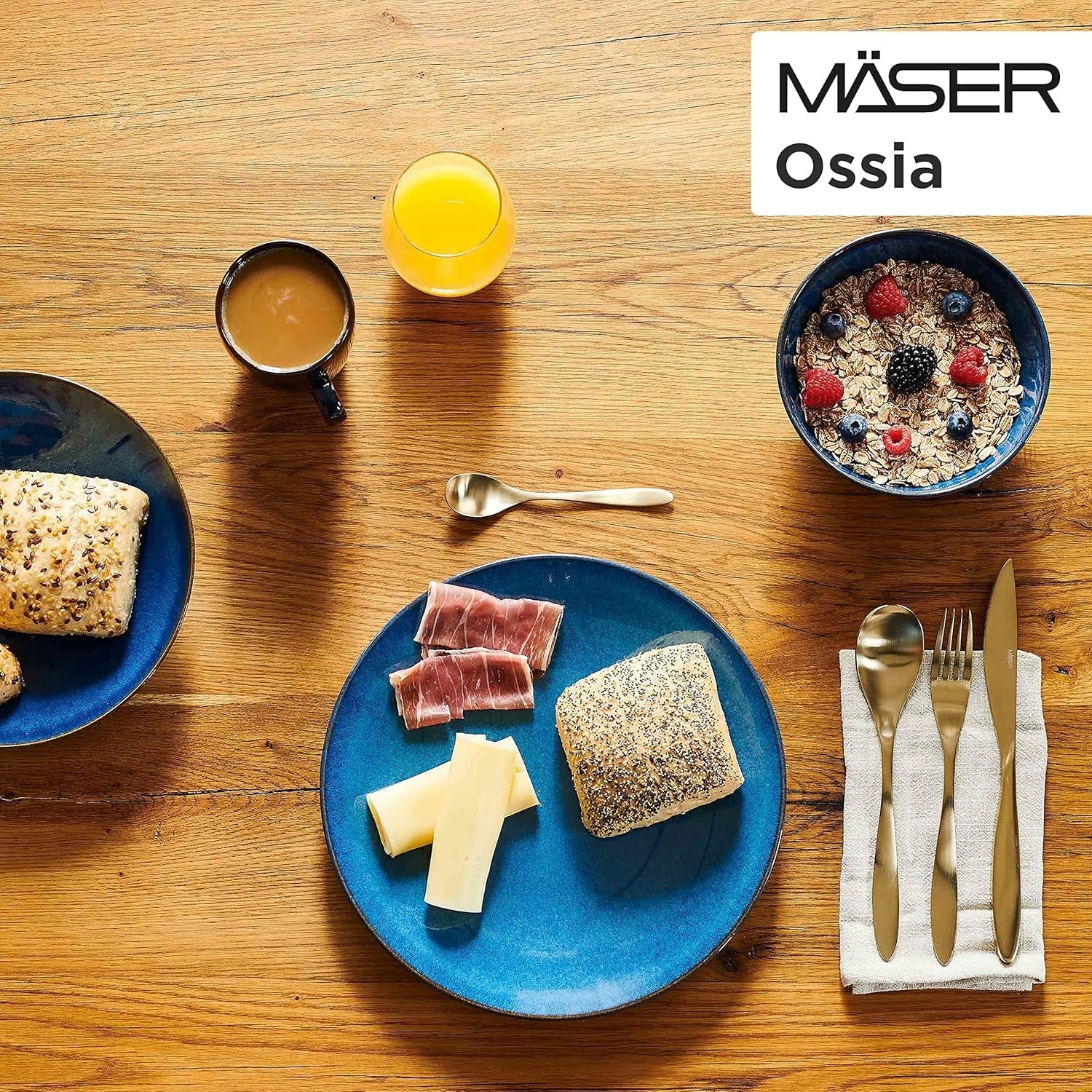 MÄSER Frühstücksset, OSSIA Keramik, Königsblau, Blau