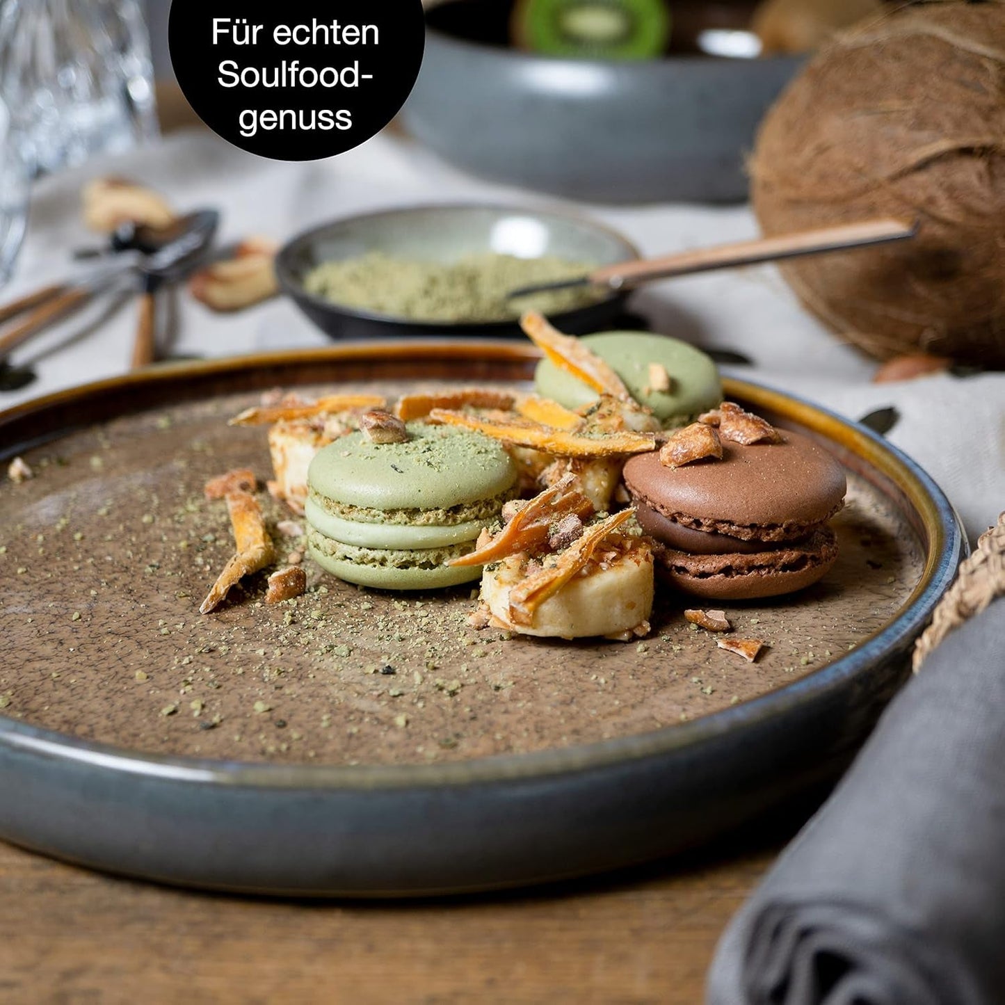 Moritz & Moritz SOLID 36-tlg Steinzeug Geschirr Set 12 Personen - Geschirrset 12 Personen aus je 12 Dinner Teller, Kleiner Teller, Tiefe Teller