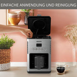 Kaffee-Espressomaschine mit Filter Krups KM442D Premium | 10-15 Tassen | 1000 Watt | programmierbar | Warmhaltefunktion | Edelstahl | Schwarz