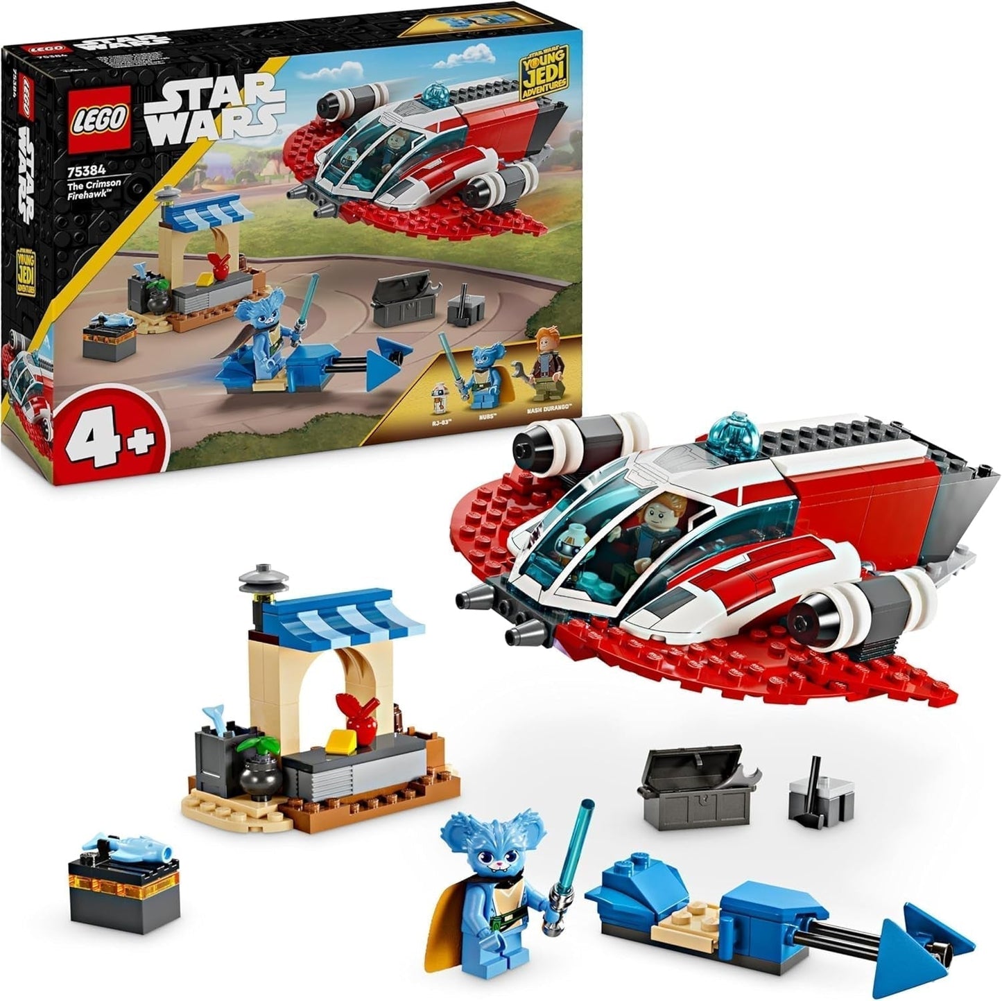 LEGO Star Wars: Die Abenteuer der jungen Jedi-Ritter Crimson Firehawk, Kinder-Starterset mit baubarem Raumschiff, Speeder-Bike und 3 Figuren, Geschenk für Jungen und Mädchen ab 4 Jahren 75384 Bausets Besuchen Sie den LEGO-Store Single